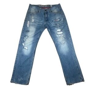 Jordan Craig Mens Distressed Jeans 34x30 Light Wash Paint Splatter Straight Leg